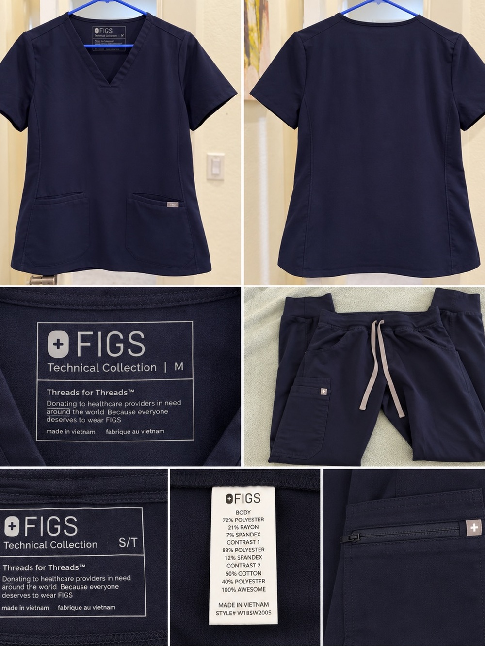 FIGS Navy blue scrubs set